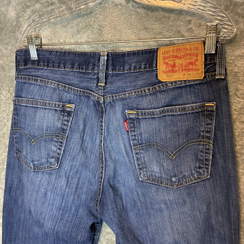 Levis 514 Men Modern Straight Jean 34x29* Dark Wash Mid Rise Classic Casual - Picture 4 of 10